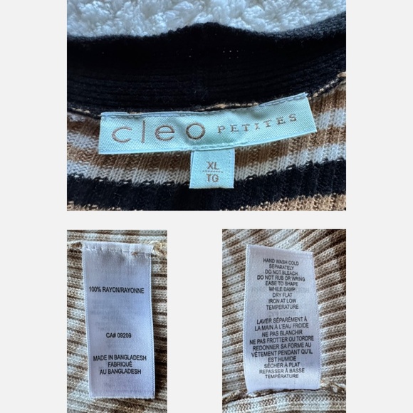 Cleo Petites Striped Knit Cardigan (Brown/Beige/Black Stripe) (XL-Petite) - Picture 3 of 5